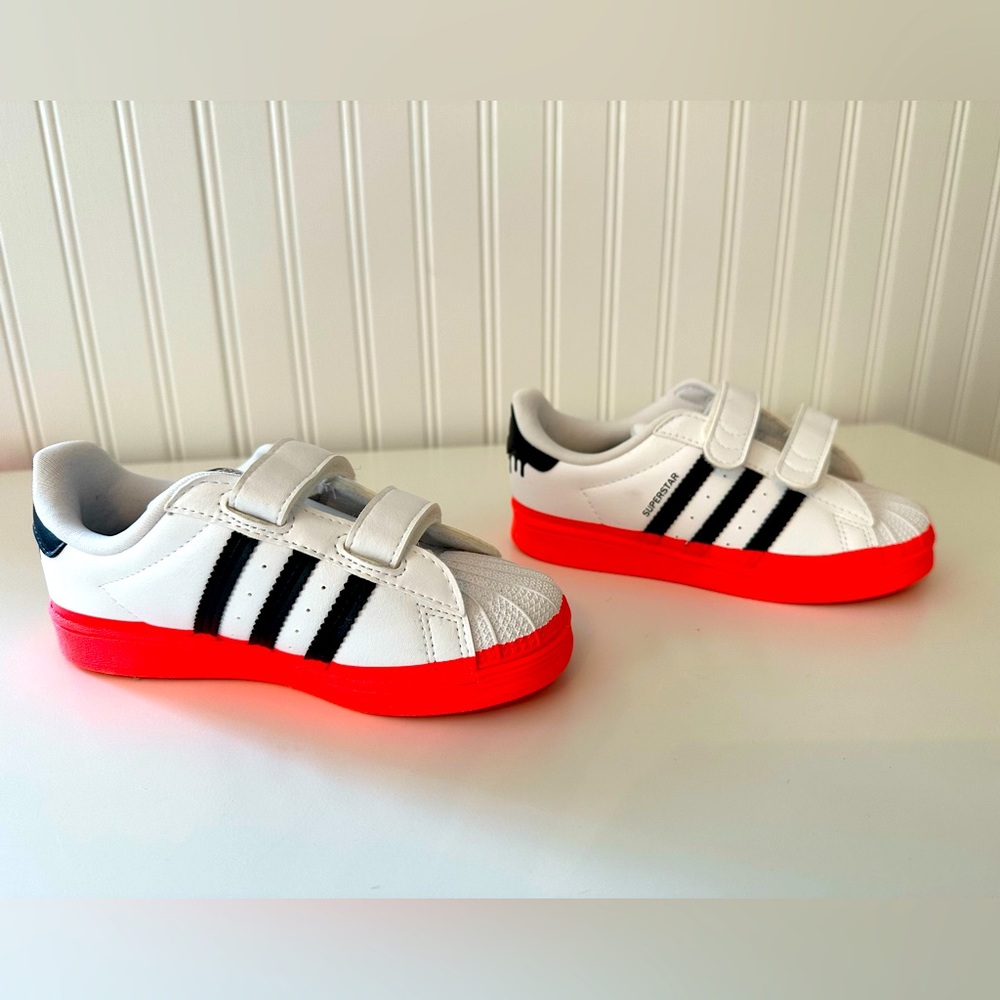 Adidas Superstar Little Kid 'Paint Drip - White Turbo (10)